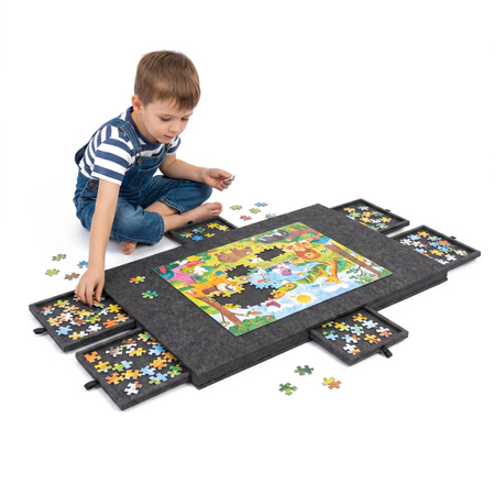 Tablica do układania puzzli do 1000 elem. podkładka filcowa mata, organizer z 6 szufladami