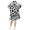 Bluza koc damska 2w1 kocobluza z kapturem ciepła oversize szlafrok futrzak czarno-biała