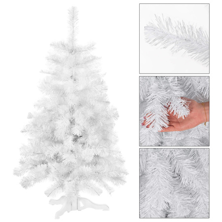 Choinka sztuczna 120 cm biała jodła jak żywa, nowoczesna, ze stojakiem