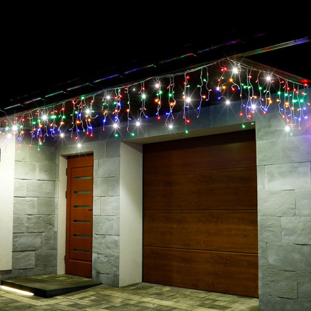 Kurtyna świetlna 300 led multikolor, flash biały zimny girlanda, lampki wewnętrzno-zewnętrzne sople