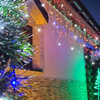 Kurtyna świetlna 500 led multikolor, flash biały zimny girlanda, lampki wewnętrzno-zewnętrzne sople