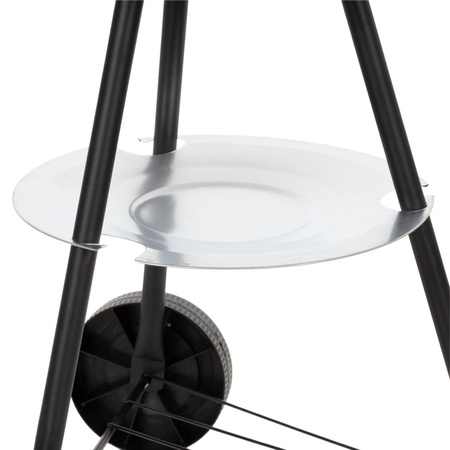 Grill węglowy okrągły, ruszt 41 cm zamykany grill ogrodowy z pokrywą czarno-czerwony
