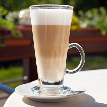 Filiżanki do kawy latte, szklanki do deserów 280 ml z długimi łyżeczkami komplet 6 szt. 