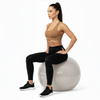 Piłka fitness 65 cm do ćwiczeń pilates i jogi z pompką, gimnastyczna, beżowa