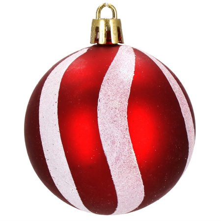 Bombki choinkowe 30 sztuk, czerwone 6 cm, zestaw choinkowy