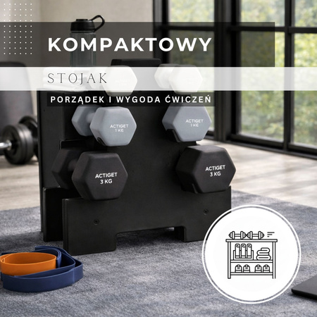 Hantle fitness na stojaku komplet 6 obciążeń 1-3 kg do treningu siłowego, domowego