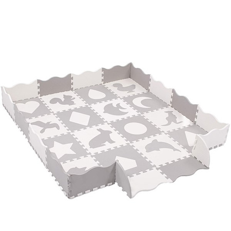 Mata edukacyjna z obrzeżem puzzle piankowe dla dzieci 150x150 cm pianka EVA szara