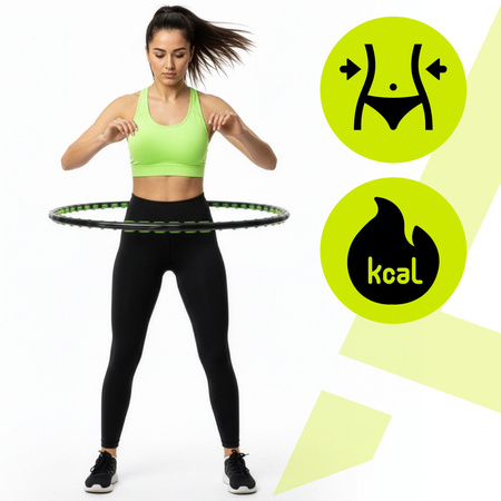 Hula hop z wypustkami masującymi, składane 88 cm obręcz do ćwiczeń cardio, czarno-zielone