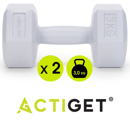 Hantle 2x3 kg hexagonalne do ćwiczeń fitness ciężarki zestaw 2 szt. szare