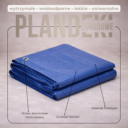 Plandeka 60g/m2 6x8m gruba płachta zabezpieczająca niebieska