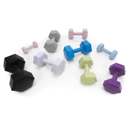 Hantle 2x2kg hexagonalne do ćwiczeń fitness ciężarki zestaw 2 szt. fioletowe