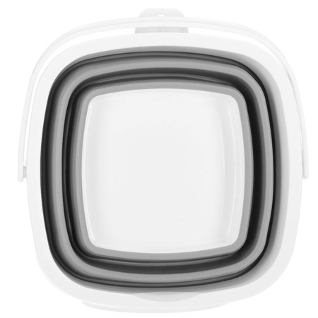 Wiaderko składane 10 L silikonowe wiadro z uchwytem szaro-białe