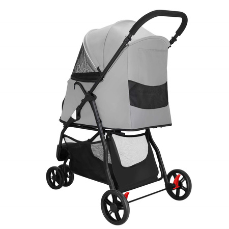 Wózek spacerowy dla zwierząt do 15 kg transporter dla psa, kota czarno - szary