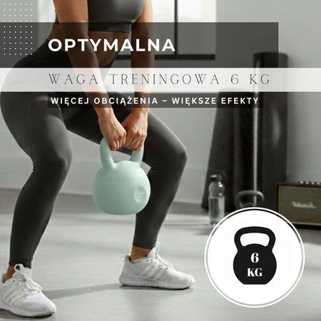 Kettlebell miękki 6 kg ciężar do ćwiczeń, kula treningowa, fitness, turkusowy