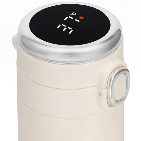 Kubek termiczny do kawy 420 ml stal nierdzewna termos z wyświetlaczem temp. kremowy