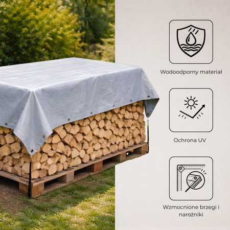 Plandeka 4x8m 210g/m2 gruba płachta ochronna szara