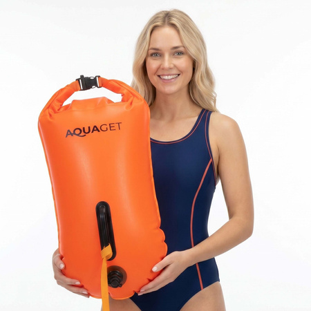 Bojka pływacka, asekuracyjna open water z suchym schowkiem i gwizdkiem, dmuchana