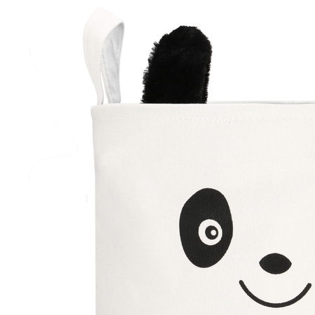 Kosz do przechowywania pojemnik na zabawki i ubrania panda beżowo-czarny