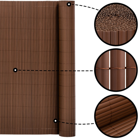 Osłona PVC maskująca 500x160 cm mata na balkon, taras, ogrodzenie, brązowa