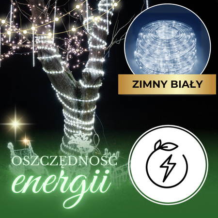 Wąż świetlny 11,5 m zimny biały 240 Led z programatorem IP44 dekoracja świąteczna