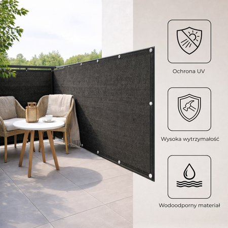 Osłona balkonowa, zacieniająca 95% 100x300 cm mata na balkon, maskująca, antracytowa