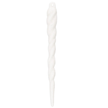 Zawieszki choinkowe 10 szt. 12 cm sople brokatowe biały