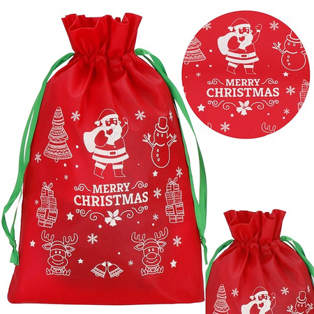 Worek na prezenty od św. Mikołaja torba świąteczna pod choinkę czerwona