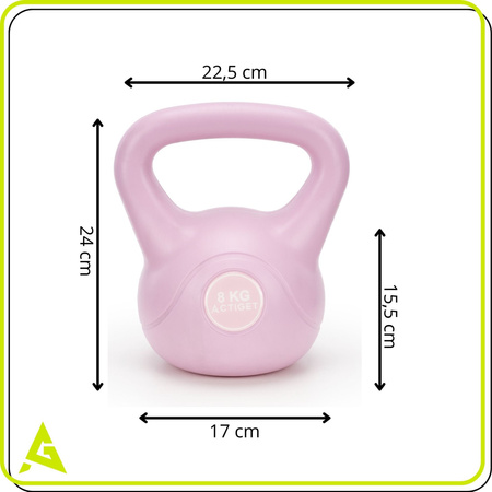 Kettlebell do ćwiczeń 8 kg hantla, odważnik treningowy ABS kula różowa
