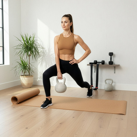 Kettlebell miękki 10 kg ciężar do ćwiczeń, kula treningowa, fitness, beżowy