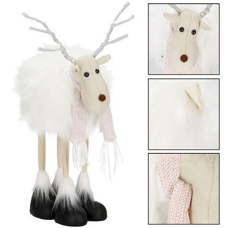 Renifer świateczny 48 cm figurka świecący łoś biały