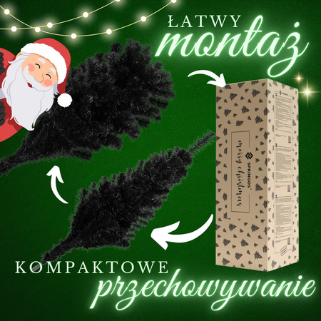 Choinka sztuczna, jodła 150 cm nowoczesne drzewko bożonarodzeniowe czarne
