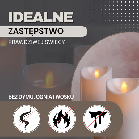 Świece LED 10 szt. elektryczne 13,5 cm świeczki na baterie, wkłady do znicza ruchomy płomień
