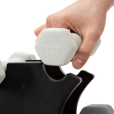 Hantle fitness na stojaku komplet 6 obciążeń 1-3 kg do treningu siłowego, domowego