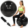 Piłka fitness 85 cm do ćwiczeń pilates i jogi z pompką, gimnastyczna, czarna
