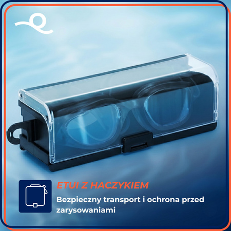 Okulary pływackie anti-fog, UV okularki do pływania na basen zestaw gogle etui zatyczki