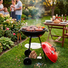 Grill węglowy okrągły, ruszt 41 cm zamykany grill ogrodowy z pokrywą czarno-czerwony