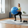 Piłka fitness 55 cm do ćwiczeń pilates i jogi z pompką, gimnastyczna, niebieska