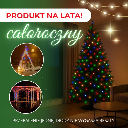 Lampki choinkowe 500 LED 41,5 m, multikolor zewnętrzne oświetlenie świąteczne