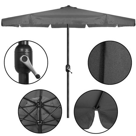 Parasol ogrodowy 410 cm składany, z korbką duży wodoodporny ciemnoszary
