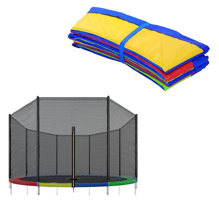 Siatka do trampoliny zewnętrzna z osłoną na sprężyny 305 cm 10 FT 8 słupków multikolor