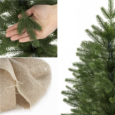 Mała choinka sztuczna 60 cm świerk kaukaski premium z jutą, na stolik, biurko mini ozdoba
