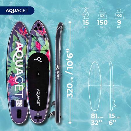SUP do pływania 320 cm deska paddleboard stand up pompowana z wiosłem i kompletem akcesoriów