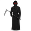 Kostium śmierci na Halloween 146-152 cm peleryna, kosa, okulary LED kostium żniwiarza, strój kostuchy