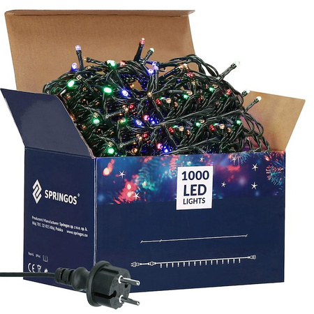Lampki choinkowe multikolor 1000 led oświetlenie świąteczne IP44