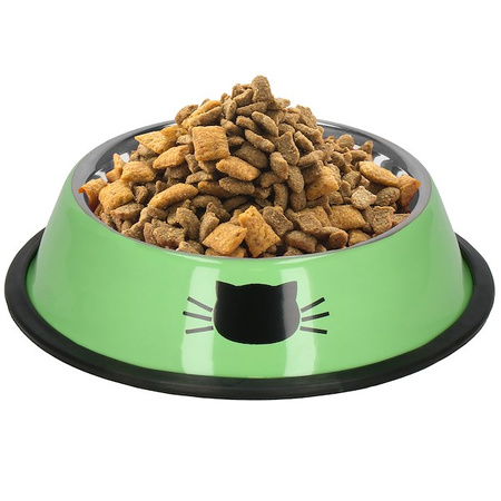 Miska metalowa dla kota antypoślizgowa na gumie zielona