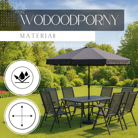 Parasol ogrodowy 410 cm składany, z korbką duży wodoodporny ciemnoszary
