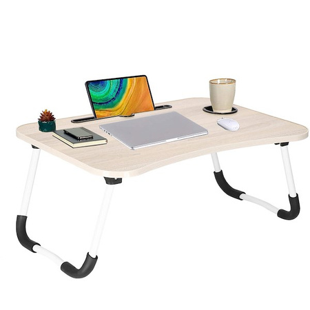 Stolik pod laptopa jasny brąz składana podstawka na komputer imitacja drewna