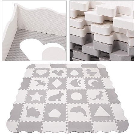 Mata edukacyjna z obrzeżem puzzle piankowe dla dzieci 150x150 cm pianka EVA szara