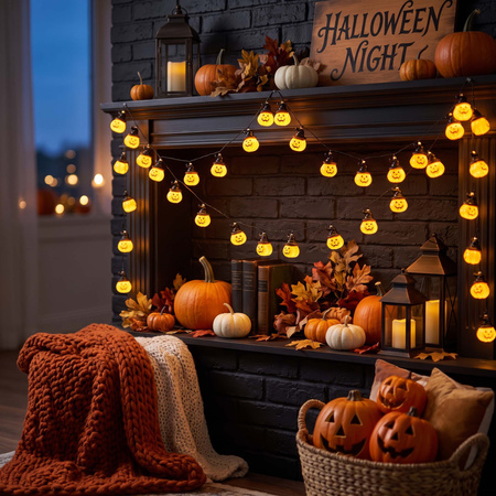 Girlanda na Halloween 20 LED dynie łańcuch świetlny 5 m na baterie IP44 świecąca dekoracja