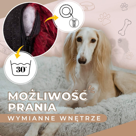 Legowisko dla psa, kota 120cm, pluszowe posłanie szary